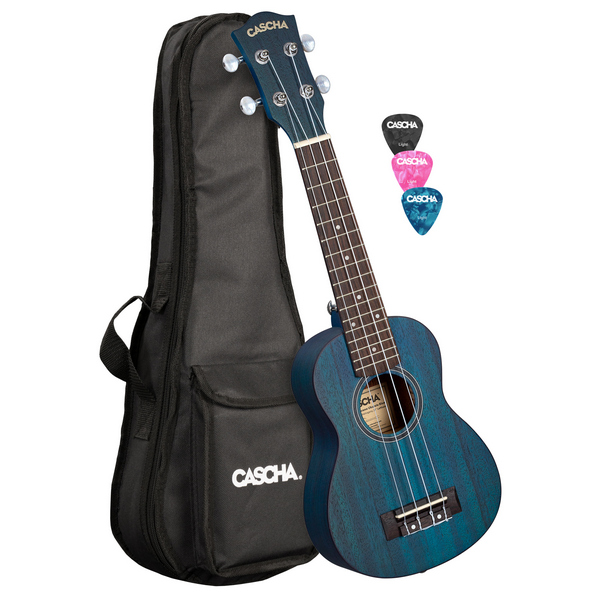 Soprano Ukulele Mahogany Blue Lefthand (incl. Bag padded, 3 Picks)    