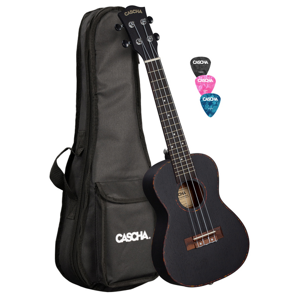 Concert Ukulele Mahogany Black Lefthand (incl. Bag padded, 3 Picks)    