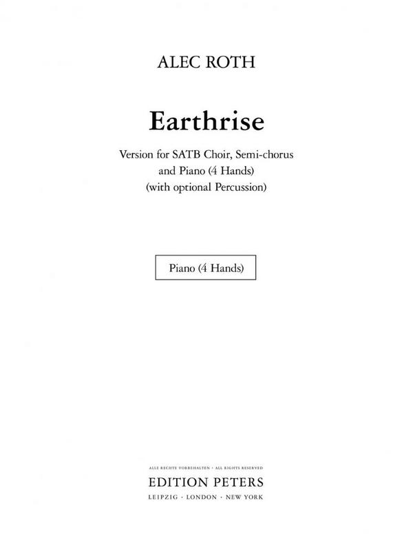 Earthrise SATB Semi-chor Pno Prc (Piano)&nbsp;&nbsp;&nbsp;&nbsp;