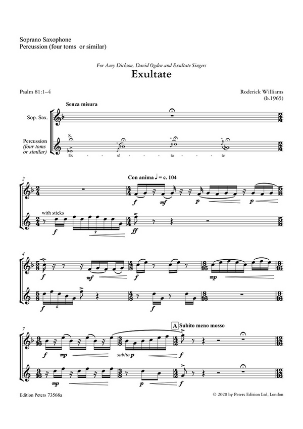 Exultate (sop. sax. & perc. part)&nbsp;&nbsp;&nbsp;&nbsp;
