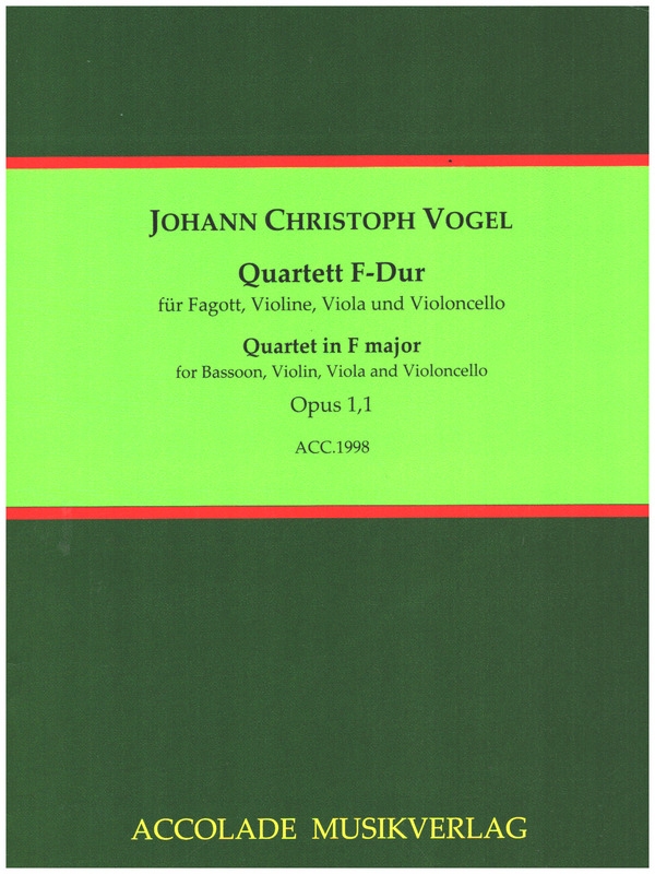 Quartett F-Dur op.1,1&nbsp;&nbsp;für Fagott, Violine, Viola und Violoncello&nbsp;&nbsp;Partitur und Stimmen