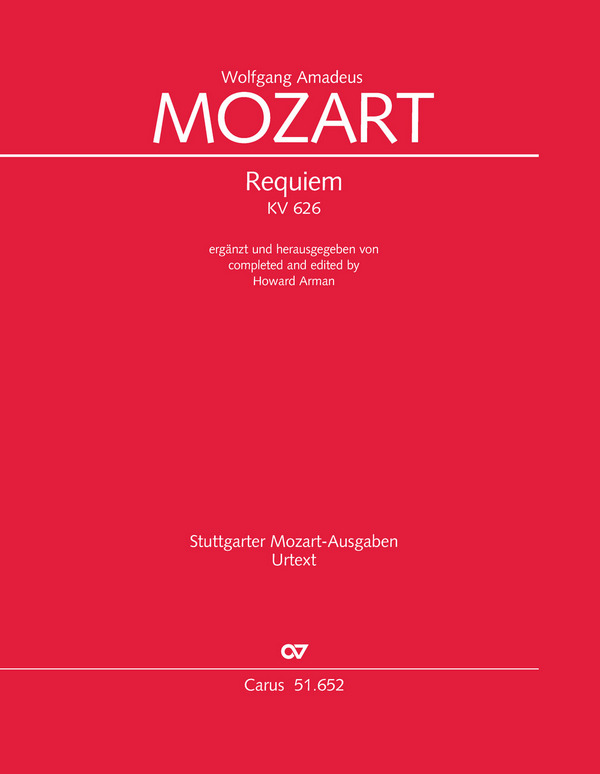Requiem (Arman-Fassung) KV 626&nbsp;&nbsp;für Soli, gem Chor und Orchester&nbsp;&nbsp;Partitur