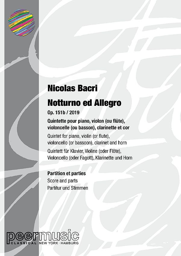 Notturno ed Allegro op.151b  für Klavier, Violine (oder Flöte), Violoncello (oder Fagott), Klarinette und Horn  Partitur und Stimmen