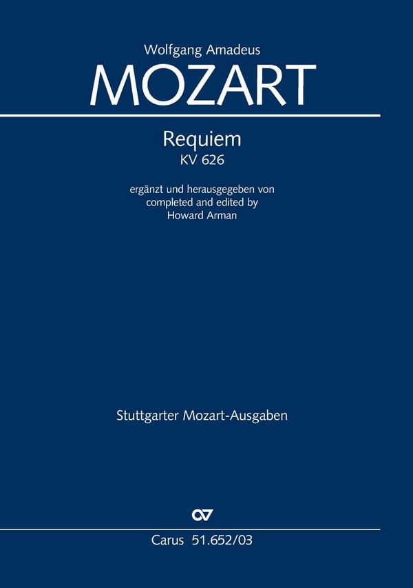 Requiem KV626 &nbsp;&nbsp;für Soli, gem Chor und Orchester&nbsp;&nbsp;Klavierauszug 