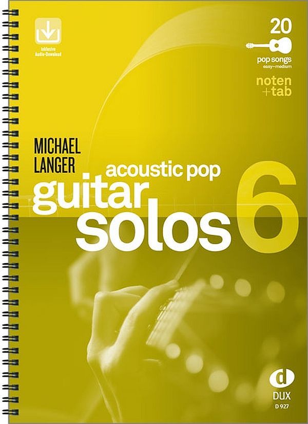 6 acoustic pop guitar solos (+Online-Audio)  für Gitarre (Noten und TAB, easy/medium)   