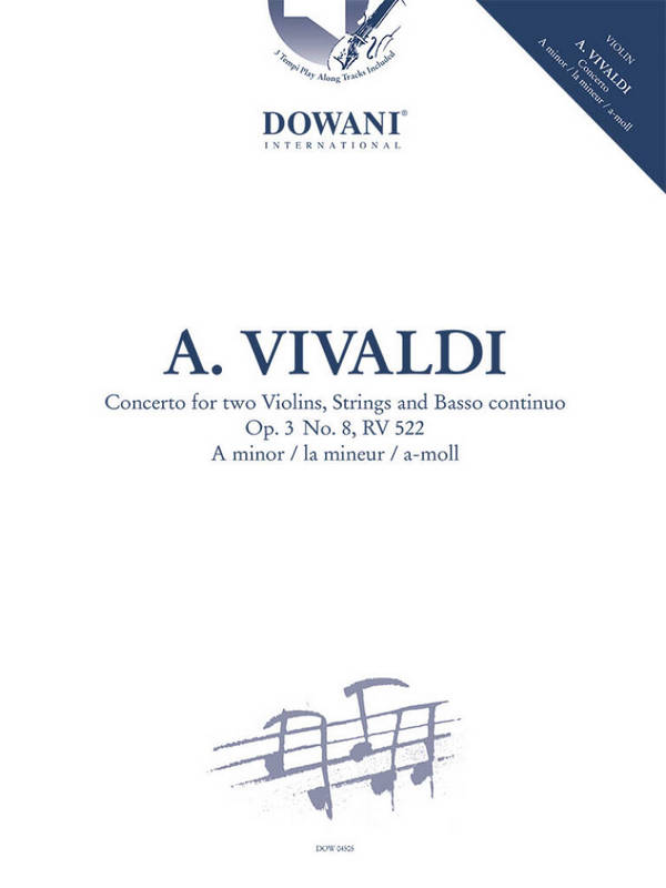 Concerto a-minor op.3 no.8 RV 522 (+Online Audio)  for 2 violins and piano  