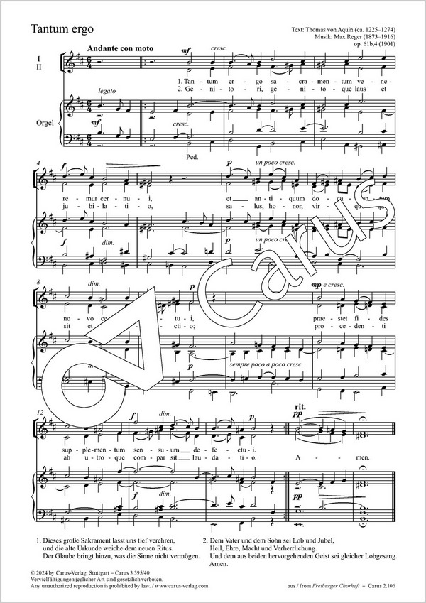Tantum ergo&nbsp;&nbsp;2stg Chor, Org&nbsp;&nbsp;Partitur