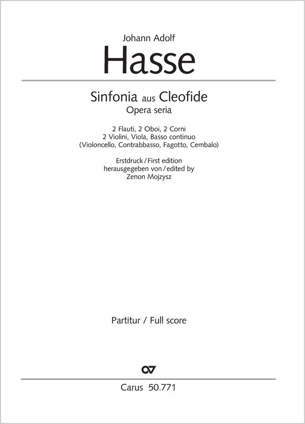 Sinfonia aus Cleofide&nbsp;&nbsp;für Orchester&nbsp;&nbsp;Partitur