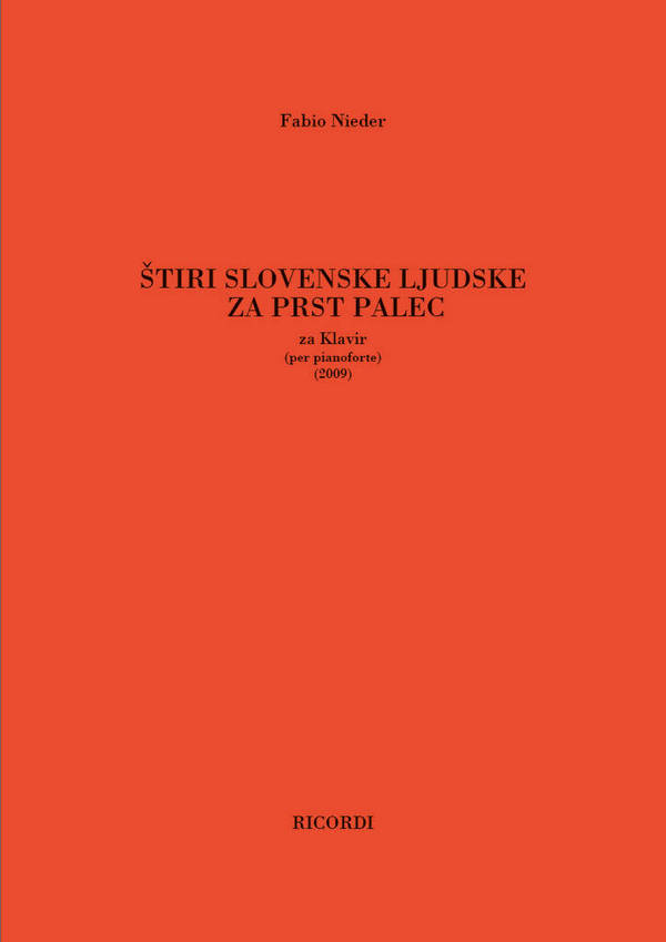 Stiri slovenske ljudske za prst palec  Piano  Score