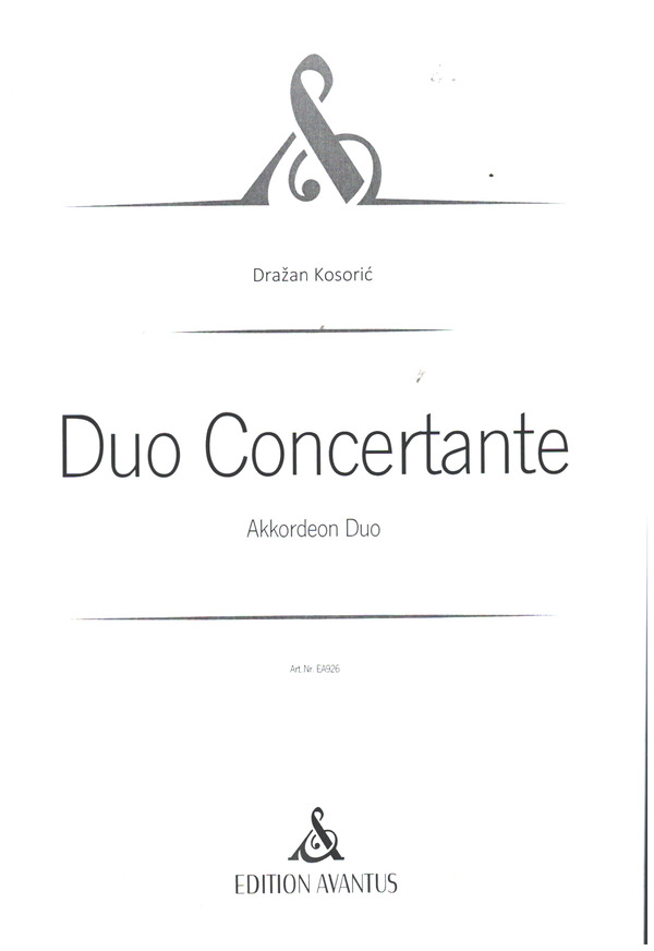 Duo Concertante  für Akkordeon Duo  2 Spielpartituren