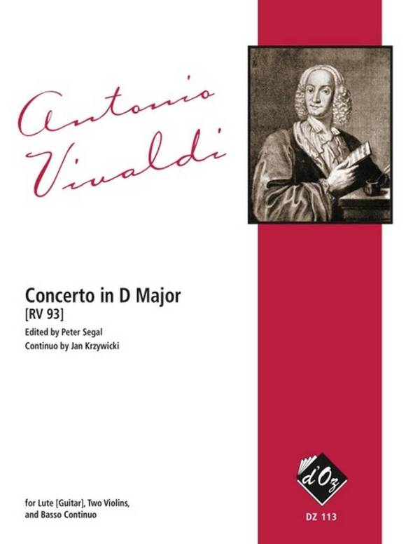 Concerto in D Major RV93&nbsp;&nbsp;for lute (guitar), 2 violins and basso continuo&nbsp;&nbsp;score and parts