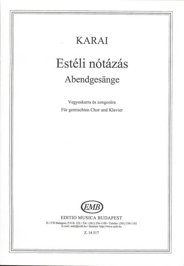 Abendgesänge&nbsp;&nbsp;SATB and Piano&nbsp;&nbsp;Chorpartitur