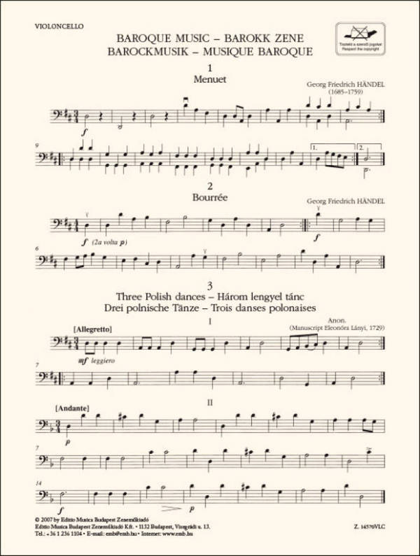 Baroque Music-Cello&nbsp;&nbsp;Streichensemble&nbsp;&nbsp;Einzelstimme