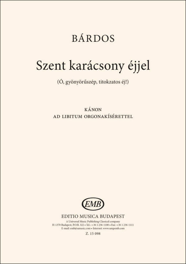 Szent karácsony éjjel  SSA and Piano  Chorpartitur