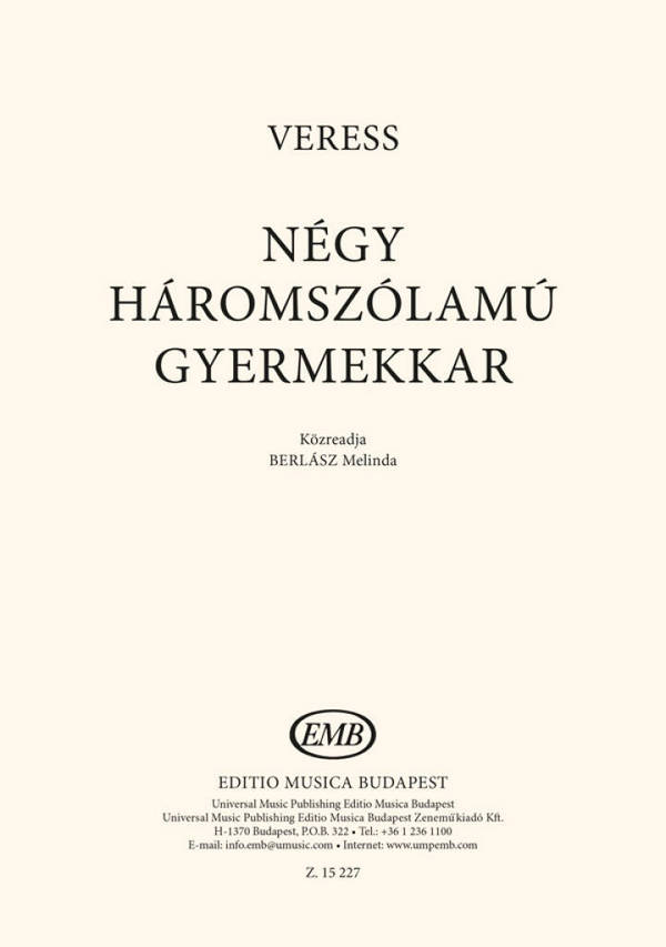 Négy háromszólamú gyermekkar  SSA  Chorpartitur