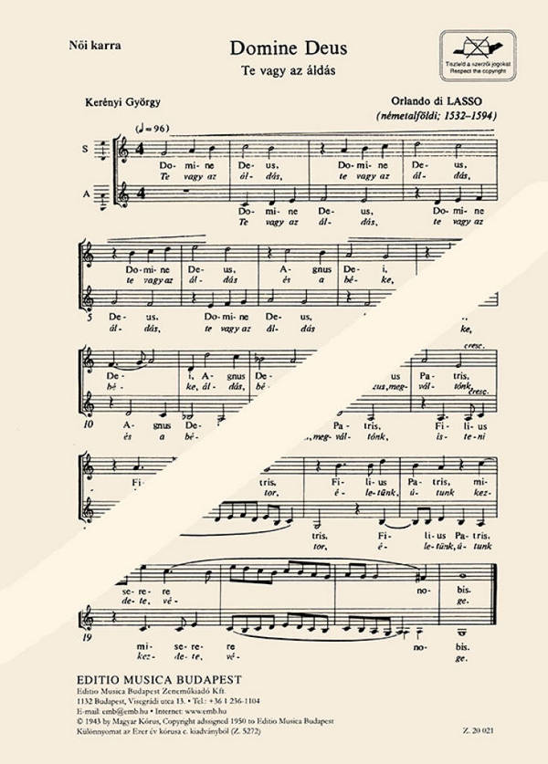 Domine Deus - Te vagy az áldás&nbsp;&nbsp;Upper Voices&nbsp;&nbsp;Partitur