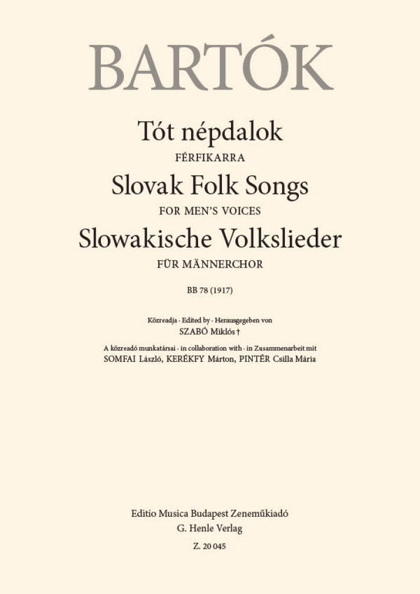 Slovak Folk Songs&nbsp;&nbsp;TTBB&nbsp;&nbsp;Chorpartitur