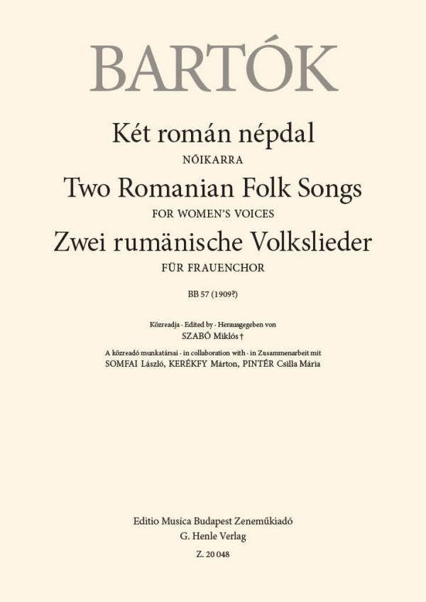 Two Romanian Folk Songs&nbsp;&nbsp;SSAA&nbsp;&nbsp;Chorpartitur