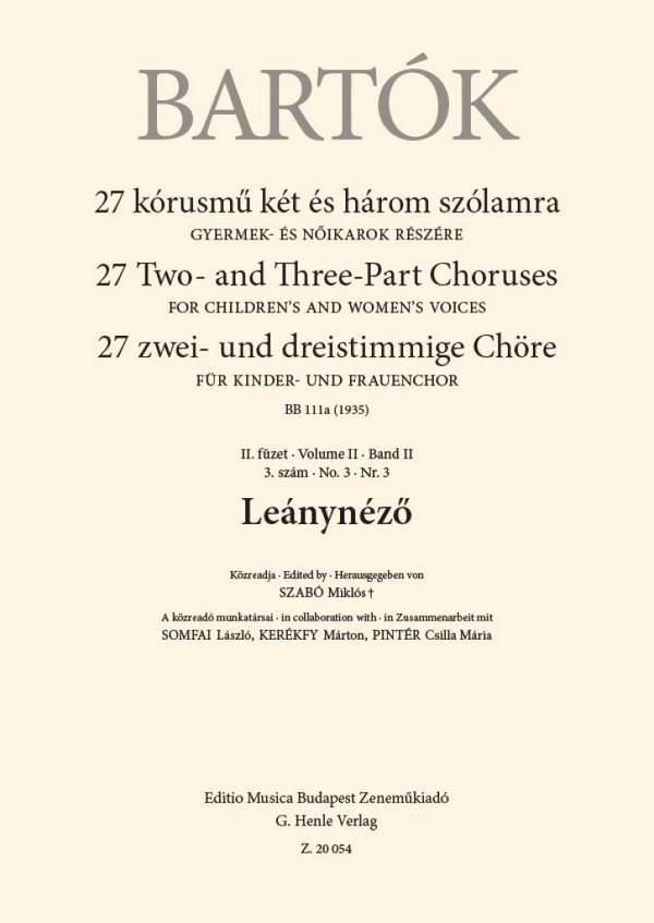 Leánynéz?&nbsp;&nbsp;Upper Voices&nbsp;&nbsp;Chorpartitur