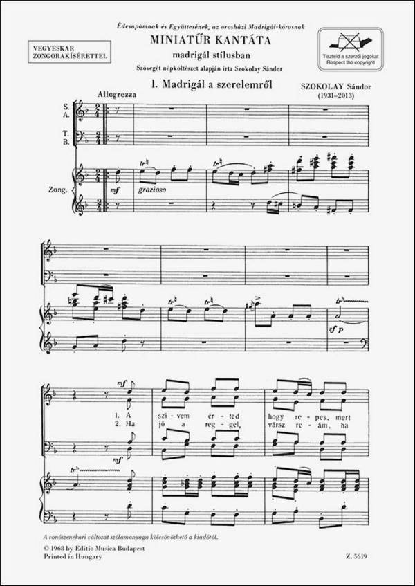 Miniatür kantáta  Mixed Voices and Accompaniment  Einzelstimme