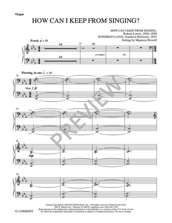 How Can I Keep from Singing?&nbsp;&nbsp;SATB and Piano, Opt. Organ&nbsp;&nbsp;Part