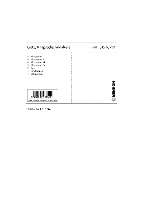 Rhapsodia Andalusia  Akkordeon-Orchester  Stimmensatz