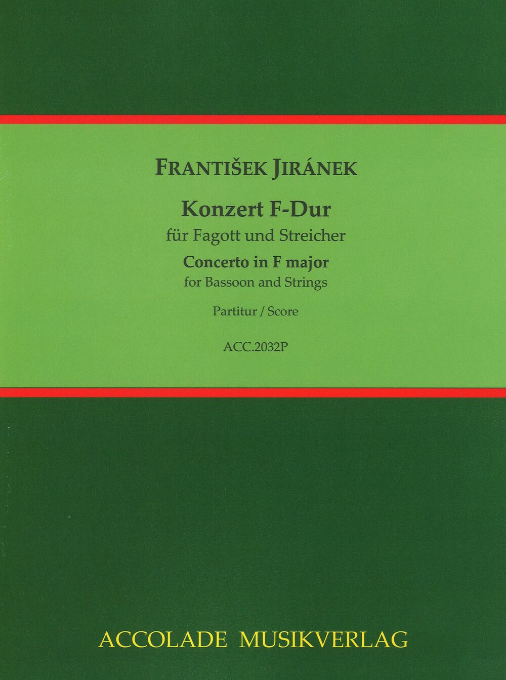 Konzert F-Dur&nbsp;&nbsp;für Fagott und Streicher&nbsp;&nbsp;Partitur