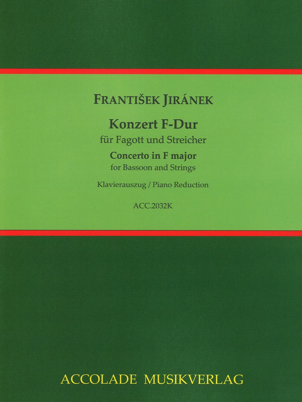 Konzert F-Dur&nbsp;&nbsp;für Fagott und Streicher&nbsp;&nbsp;Klavierauszug mit Solostimme