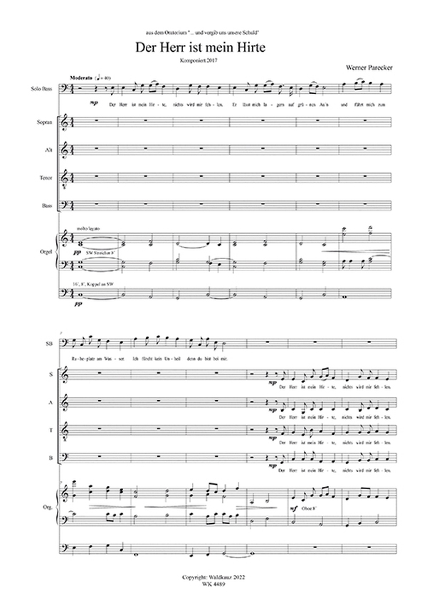 Der Herr ist mein Hirte  für gem Chor (SSAATBB) a cappella  Chorpartitur