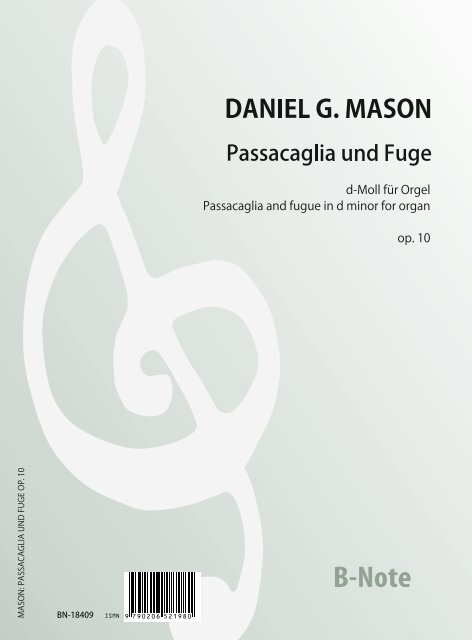 Passacaglia und Fuge für Orgel op.10&nbsp;&nbsp;Orgel&nbsp;&nbsp;Spielnoten