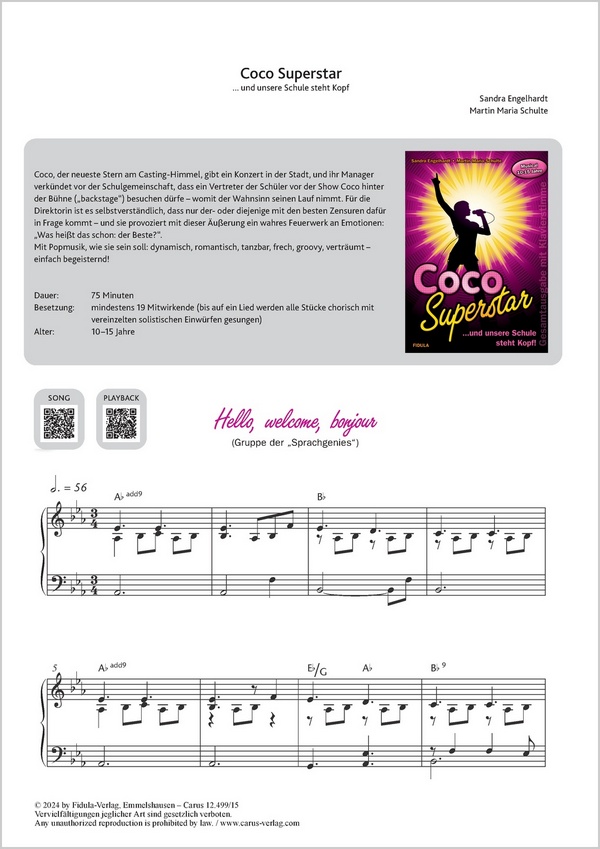 Hello, welcome, bonjour    Partitur