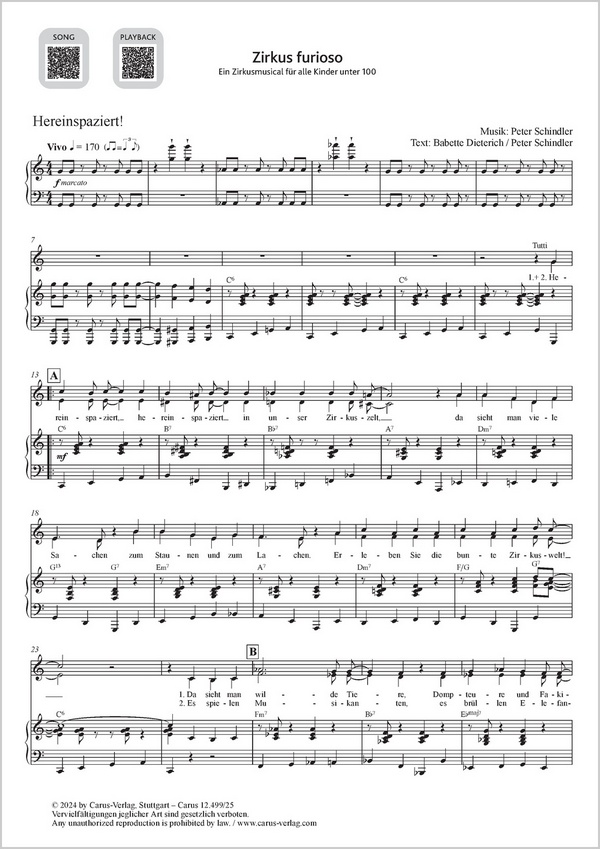 Lied 1: Hereinspaziert!&nbsp;&nbsp;&nbsp;&nbsp;Partitur