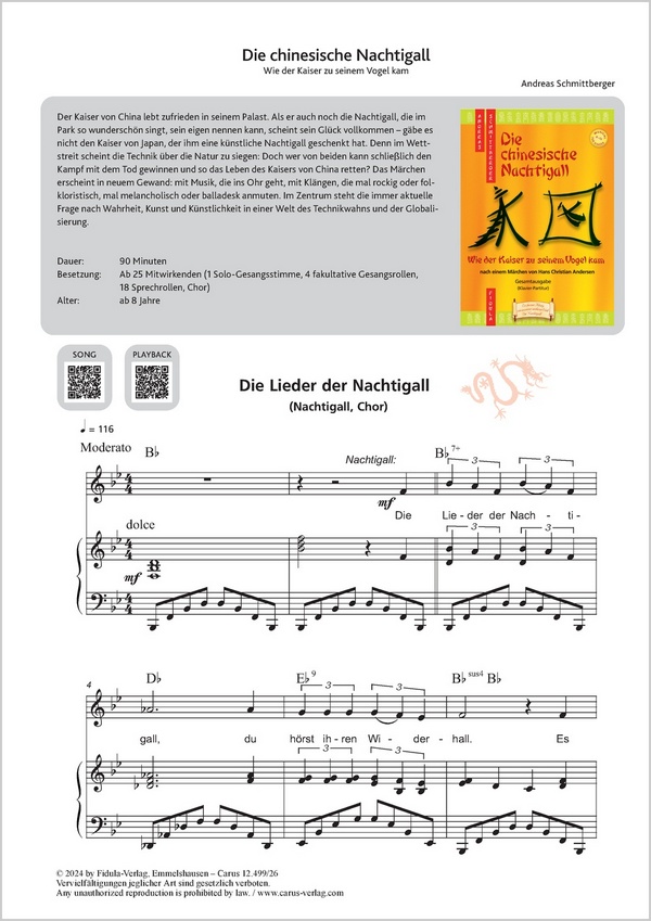 Die Lieder der Nachtigall&nbsp;&nbsp;&nbsp;&nbsp;Partitur