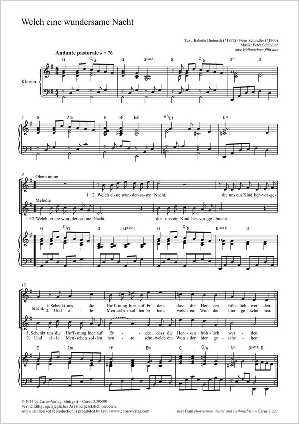 Welch eine wundersame Nacht&nbsp;&nbsp;Coro 2stg, Pfte&nbsp;&nbsp;Partitur