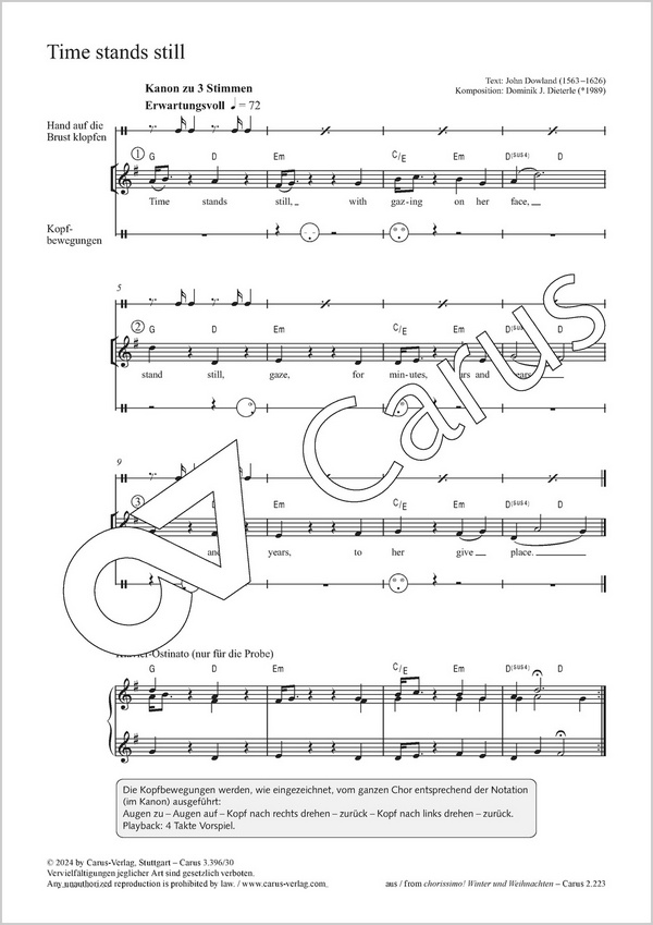 Time stands still&nbsp;&nbsp;Coro 3stg, Pfte&nbsp;&nbsp;Partitur