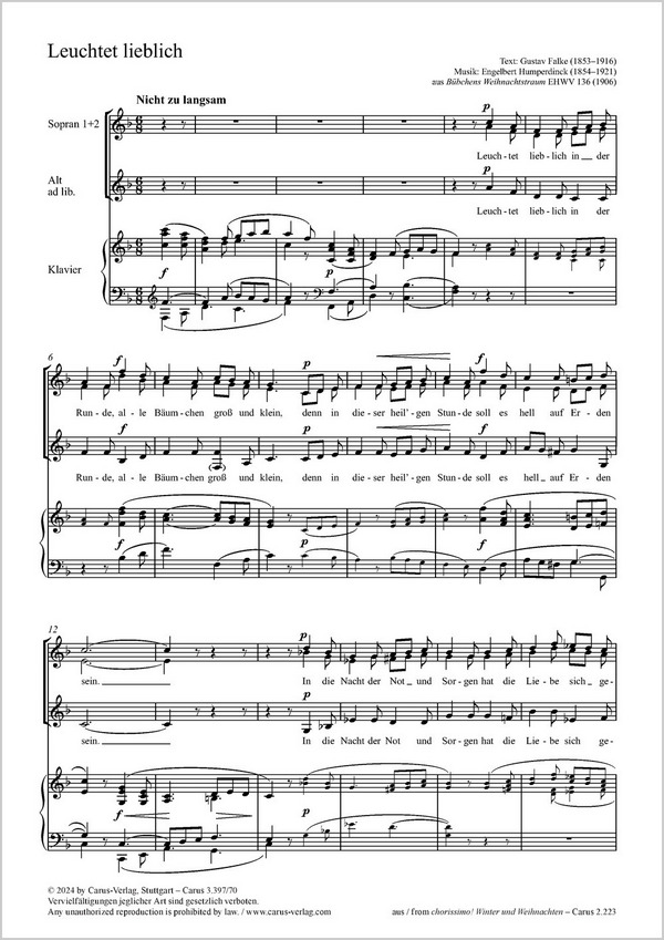 Leuchtet lieblich&nbsp;&nbsp;Coro SS[A], Pfte&nbsp;&nbsp;Partitur