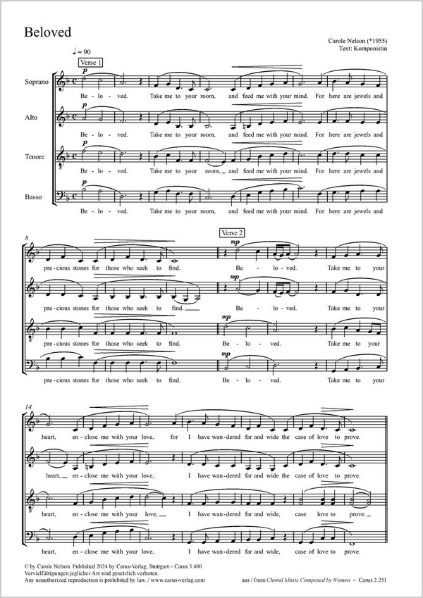 Beloved&nbsp;&nbsp;für gem Chor (SSATB)  a cappella&nbsp;&nbsp;Partitur (en)