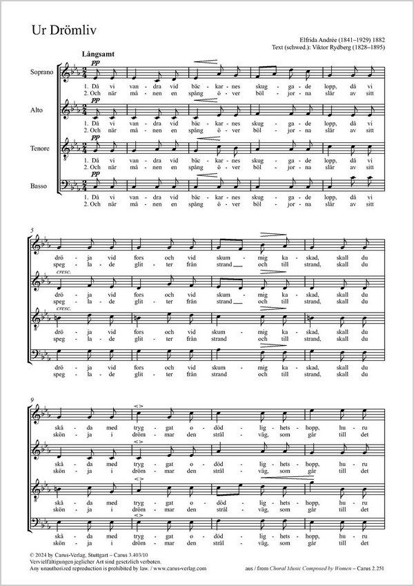 Ur Drömliv  Coro SATB  Partitur