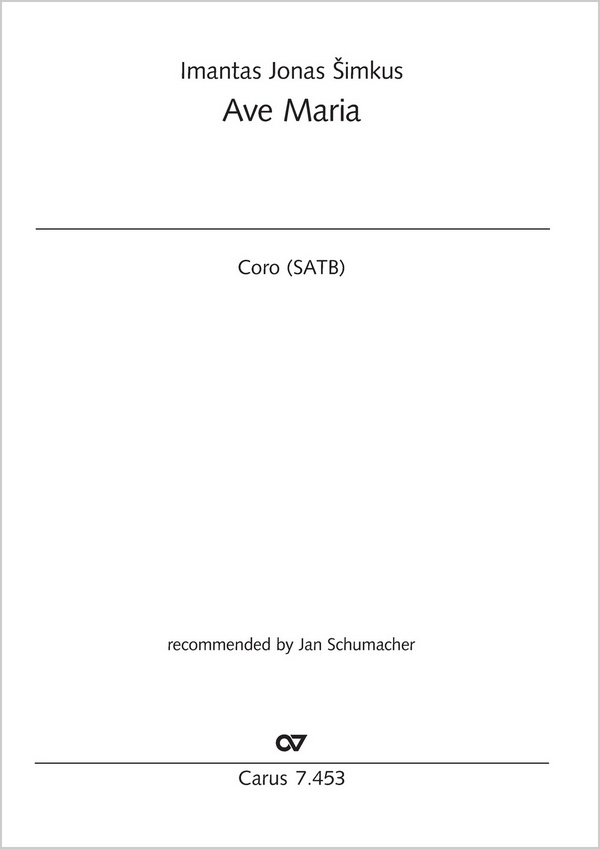 Ave Maria&nbsp;&nbsp;Coro SATB (divisi)&nbsp;&nbsp;Partitur