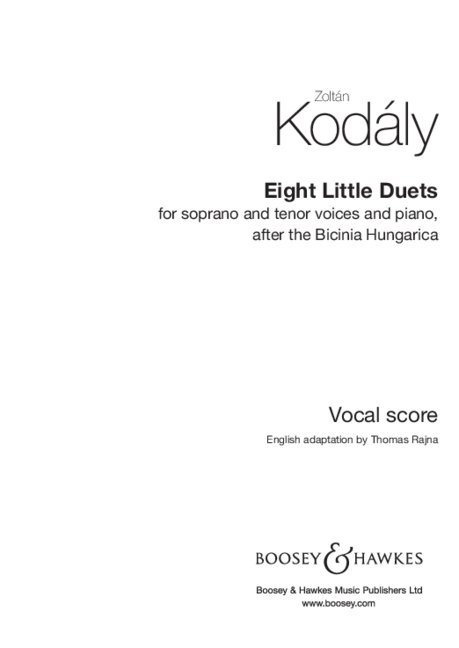 Eight Little Duets&nbsp;&nbsp;2 Singstimmen (Sopran und Tenor) und Klavier&nbsp;&nbsp;Singpartitur