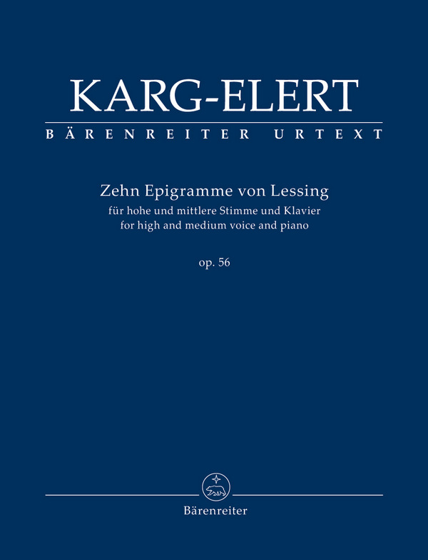 Zehn Epigramme von Lessing für hohe und mittlere Stimme und Klavier op. 56&nbsp;&nbsp;&nbsp;&nbsp;Singpartitur, Urtextausgabe