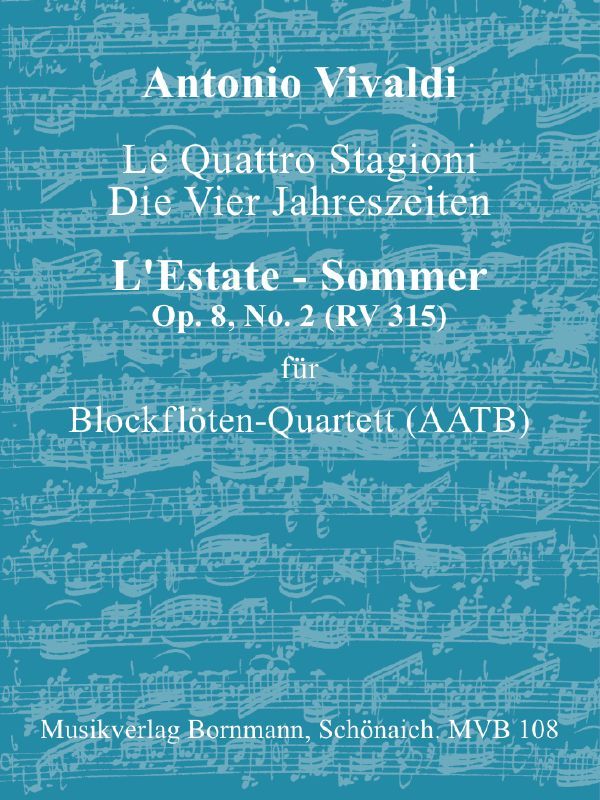 Konzert op.8,2 RV315 Der Sommer  &nbsp;&nbsp;für 4 Blockflöten (AATB)&nbsp;&nbsp;Partitur 