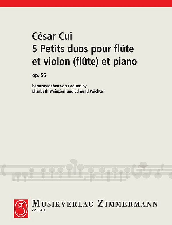 5 Petits duos pour flûte et violon (flûte) et piano 56  für Flöte und Violine (Flöte) und Klavier  Partitur und Stimmen