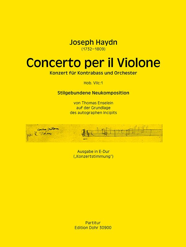 Concerto per il Violone Hob.VIIc:1 (Ausgabe in E-Dur)  für Kontrabass und Orchester  Partitur (Ausgabe in E-Dur 