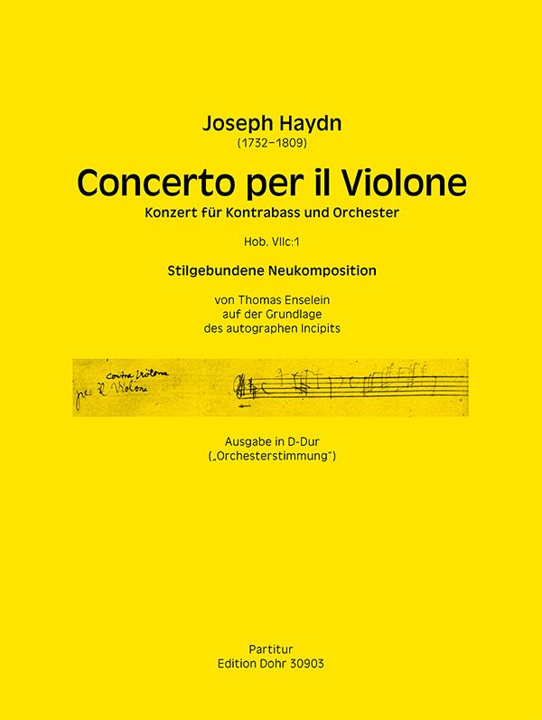Concerto per il Violone Hob.VIIc:1 (Ausgabe in D-Dur)  für Kontrabass und Orchester  Partitur (Ausgabe in D-Dur 