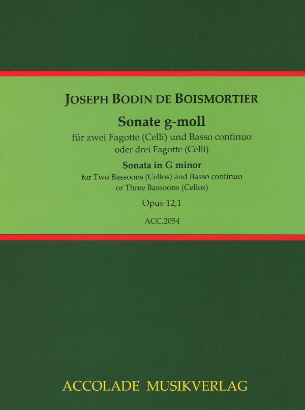 Sonate g-Moll op.12,1  für 2 Fagotte (Vc) und Basso continuo oder 3 Fagotte (VC)  Partitur und Stimmen