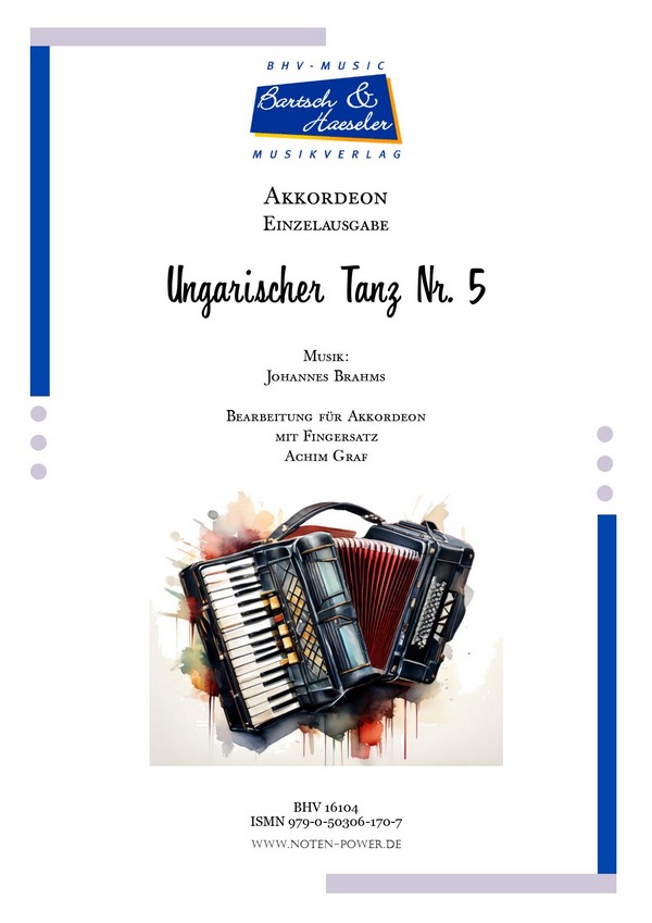 Ungarischer Tanz  für Akkordeon mit Fingersatz   
