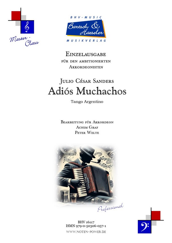 Adiós Muchachos  für Akkordeon mit Fingersatz   