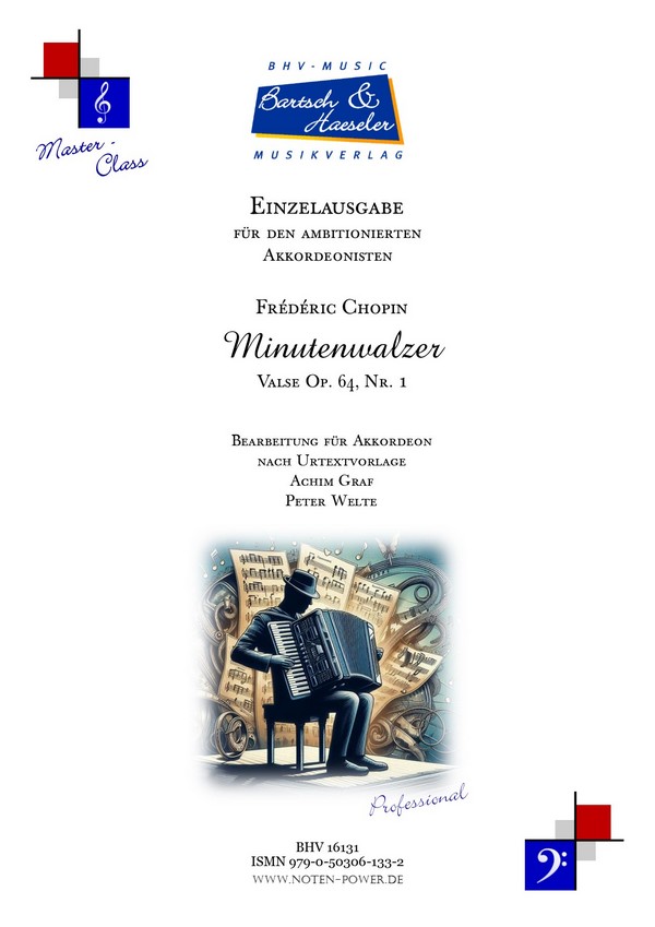 Minutenwalzer op. 64 Nr. 1  für Akkordeon mit Fingersatz   