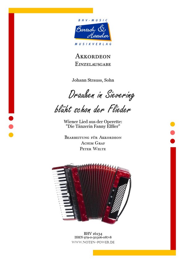 Draussen in Sievering blüht schon der Flieder  für Akkordeon mit Fingersatz   